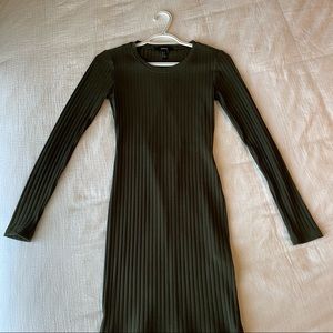 Olive green long sleeve bodycon dress